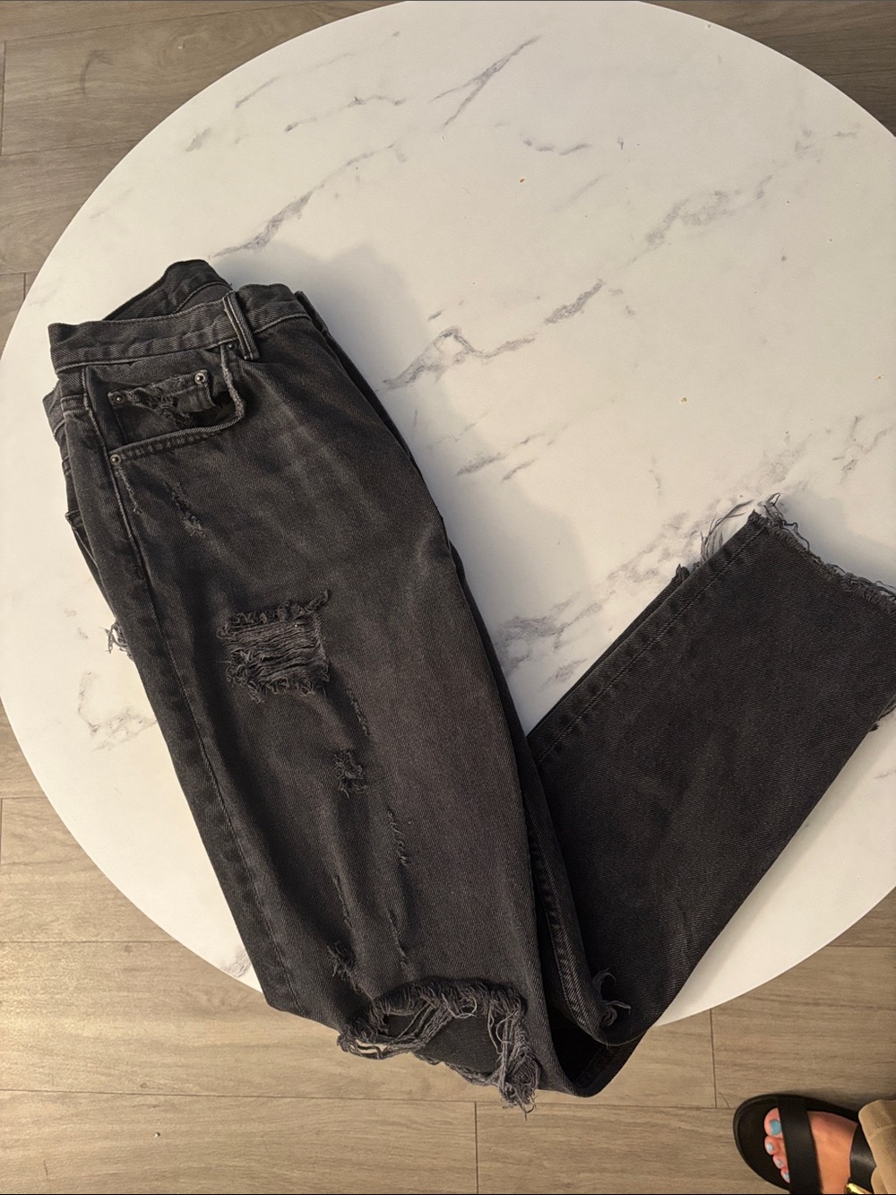 GRLFRND Black High-Rise Distressed Straight Jeans - Picture 2 of 6